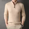 Herrtröjor 2023 Vinterkvarterkvartets dragkedja Slim Fit Casual Sticked Turtleneck Pullover Mock Neck Polo Sweater Q231206