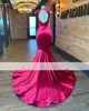 Luxury Red Prom Dress Mermaid With Cape 2024 Rhinestone Velvet Mermaid Party Gowns Afrcian Evening Dress Gala Outfit