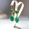 Dangle Oorbellen Bohemen Stijl Multi-color Water Drop Inlay Meloen Zaden Vorm Emerald Sieraden Voor Vrouwen Bruiloft Elegante Accessoires Cadeau