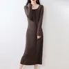 Urban Sexy Dresses 2023 Kvinnor Sticked Uneck Long Style 100 Wool Female Hoppers Winter and Autumn Clothing Ankomst SY01 231206