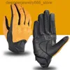 Gants à cinq doigts Accessoires de moto Gants de moto Gants de motocross en cuir Protection des motocyclistes Gants à écran tactile en peau de chèvre Q231206