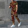 Tracksuits masculinos verão para homens terno 3d impressão moda mens luxo série série roupas casuais jogging homem mangas curtas calças outfits
