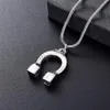 Silver Tone Magnet Shape Stainless Steel Cremation Necklace Loss of Love Funeral Urn Locket for Ashes229P