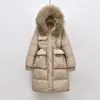 Trenchs de femmes manteaux 2023 mode haute qualité coréen vêtements d'extérieur épaissi hiver vêtements col avec cordon de serrage long manteau pour