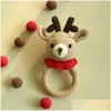 よだれかけげっ歯類と赤ちゃんのガラガラdiy cloghet漫画鹿の人形手ベル彫刻木製のリングのおもちゃ新生臼歯educa dhub0