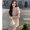 Two Piece Dress Summer Small Fragrance 2 Piece Set Women Korean Short Sleeve Cropped TopsMini Skirts Matching Streetwear Slim Outfits 231205