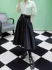 Skirts Designer Brand French Niche 2023 Summer New Black Versatile A-line Long Skirt Pleated Waist Bag with Waistband for Women KCGH