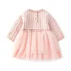 Girl's Dresses Spring and Autumn Children's Clothing 1 to 6 Year Old Girl Knitted Pink Fluffy Gaozi Children's Elegant Dress 2312306