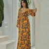 Etniska kläder blygsamma broderade tryckta handpressade diamantkvinnor Muslimsk klänning Mellanöstern Marocko Dubai Elegant Robe Long