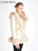 Women's Fur Faux Fur ZADORINManteaue nF ausseF ourrurep ourF emmeCa pucheen Fo urrureDai mNoi rOpti quedeCe in tureCardi 231205