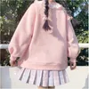 Men's Hoodies Sweatshirts Autumn Women Lace Neck Cute Hoodies Harajuku Kawaii Sweatshirt Lolita Girl Pink Pullover Lamb And Candy Embroidery Sudadera 231205