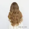 Perruques synthétiques longues ondulées résistantes à la chaleur marron blond ombré sans dentelle avec reflets naturels, perruque de cheveux ondulés complets sans colle pour mode femme fête quotidienne 24 pouces