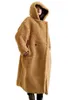 Manteau d'ours en peluche en fausse fourrure pour femmes vêtements d'hiver pour femmes Plus manteau de laine en fausse fourrure de velours à capuche longue Parkas femme veste surdimensionnée chaude manteau de fourrure 231206