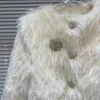 Fourrure Femme Borvemays Faux manteau femmes tempérament élégant col rond simple boutonnage 3D diamants fleur ajouter coton veste hiver WZ7523