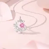 Chains 925 Silver Pink Heart Crescent Shaped Branch Necklace For Female Light Luxury Zircon Versatile Simplicity Gift Girlfriend