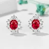 Stud Earrings AU750 18K Gold Earring Elegant Jewelry Classic Design Pigeon Blood Natural Ruby Diamonds Trendy Customize