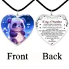 Dessin animé 3 pièces/ensemble mignon bébé motif en forme de coeur pendentif en verre collier boucle d'oreille ensemble filles, fête de remise des diplômes enfants pour Panda