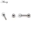 Stud Earrings 4/6/8mm Silver Color Stainless Steel Pearl Ball Screw Pierced Women Ear 2pcs