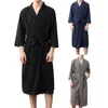 Men's Thermal Underwear Men Bathrobe Solid Color V Neck Cardigan Water Absorption Oversize Male Pajamas For Home