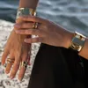 Chain Uworld Textured Gold Cuff Plated Stainless Steel Adjustable Bangele Bracelets for Women Striking Look Minimalist Jewelry 231205