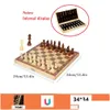 Schackspel trä checker brädet fasta träbitar vikande avancerade pussel spel 230419 droppleverans sport utomhus fritidsbord dh1n6