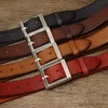 Belts 3.8CM Thick Cowhide Heavy Steel Buckle Belt Retro Cowboy Strap Male Cowskin Genuine Leather Belt For Men Waist R231206