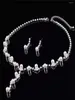 Ensemble de boucles d'oreilles collier et boucles d'oreilles en perles pour mariée coréenne Simple, trois pièces