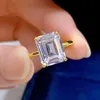 Choucong marka unikalne obrączki ślubne proste biżuterię czyste 100% 925 Sterling srebrne szmaragdowe cięcie naturalne moissanite Diamond Prezenta