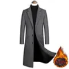 Men's Wool Blends Men039s Wool 2022 Extra Long Trench Coat Male Winter Brand Mens Cashmere Slim Fit Woolen Peacoat Windbreaker Manteau Homme 4xl1749615