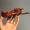 2023 Years New Tobacco Pipe 3D Three-dimensional Dragon Style Tobacco Pipe Wood Carving, Exquisite Embossed Tobacco Pot Pipe, Sandalwood Red High-end Handmade Solid