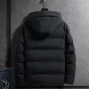 Mens Down Parkas Padded Jacket Men Winter Thick Coats Fashion Casual Solid Color Hooded Male Coat Black Grey 231206