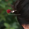 Chinesische Rosen-Haarstäbchen, Haarschmuck für Frauen, chinesischer Stil, Holz-Haargabel, Scheibe, Haarstäbchen, Haarnadel, Kopfschmuck