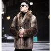 Herenbont Nepbont Manteau de fourrure de vison de longueur moyenne pour hommes manteau de torche epaissi pour garder au chaud en hiver 231205