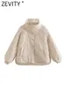 Femmes vers le bas Parkas vestes ZEVITY femmes mode col montant motif de fleurs coton rembourré veste manteau femme poches vêtements d'extérieur Chic bouton hauts CT2761 231206