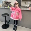 Piumino invernale per bambini Giacche da bambina Giacca imbottita in cotone per bambini Parka ispessito con cappuccio Ragazze da 3 a 12 anni Cappotto a blocchi di colore