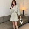 Two Piece Dress Runway Women's Clothes Small Fragrance Tassel Tweed Jacket Coat High Quality Mini Chic Slim Dress Two Pieces Set Suit 231205