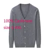 Herrtröjor Ankomstmode Högkvalitativ 100 Cashmere Cardigan Män ung stor jacka Vneck Computer Sticked Plus Size S4XL 5XL 6XL 231205