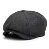 Grande taille Peaky Blinders hommes bérets chapeau automne Vintage chevrons octogone casquette femmes décontracté citrouille Gatsby béret plat 21042301R