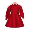 Abiti da ragazza 2024 New Girl Maglione Primavera / Estate Moda per bambini Abito da principessa rosso Abito in maglia per bambini 2312306