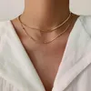 Chokers Vintage wielowarstwowe stalowe płaskie naszyjniki dla kobiet złoty łańcuch węża Choker Choker Boho Fashion Biżuter