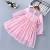 Vestidos da menina 2-7 anos de alta qualidade primavera e verão roupas femininas novas rendas chiffon rendas babados roupas infantis menina vestido de princesa 2312306