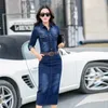 Urban Sexy Dresses 2023 Spring Autumn For Women Casual Vintage Denim Dress Lady Long Sleeves Blue Jeans Wrap Arm Vestidos S3XL 231206