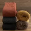 Chaussettes décontractées en peluche pour femmes, épaisses, longues, chaudes, en laine, cachemire, bas de neige, Harajuku, rétro, sans couture, pour dormir