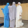 Abbigliamento etnico 2 pezzi Overhead Hijab Women Preghiera musulmana Capo Ramadan Eid Abito set khimar modesto servizio di culto arabo islamico