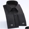 Men'S Dress Shirts Style Mens Loose French Cuff Regar Fit Luxury Striped Business Long Sleeve Cufflinks Social Pluse Size 6Xl Drop D Dhzvo