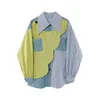Dames blouses patchwork gestreepte shirts elegante jaren 90 Y2k vintage Koreaanse harajuku shirt met lange mouwen top jaren 2000 kleding herfst 2023