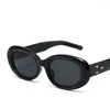 Солнцезащитные очки 2023, черные модные индивидуальные женские уличные подиумные овальные очки в маленькой оправе, винтажные мужские очки, тренд высокого качества