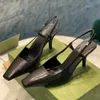 Melhor Marca Slingbacks Mulheres Decoração de Cristal Sandálias de Designer de Luxo 7.5 CM Salto Alto Casual Malha Tira no Tornozelo Moda Impressa Pano Sapatos de Casamento