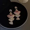 Charme FYUAN Vintage Barock Stil Geometrische Tropfen Ohrring Rosa Zirkon Kristall Sektor Baumeln Bankett Schmuck Zubehör 231205