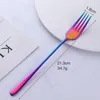 Forks Colorful Dinner Fork 304 Stainless Steel Dessert Salad Forks With Long Handle Tableware For Kitchen Restaurant Party Steak Fork 231206